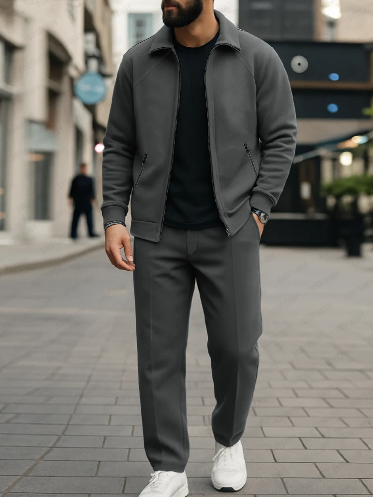 Casual Premium Suede Jacket Pants Set - Image 2