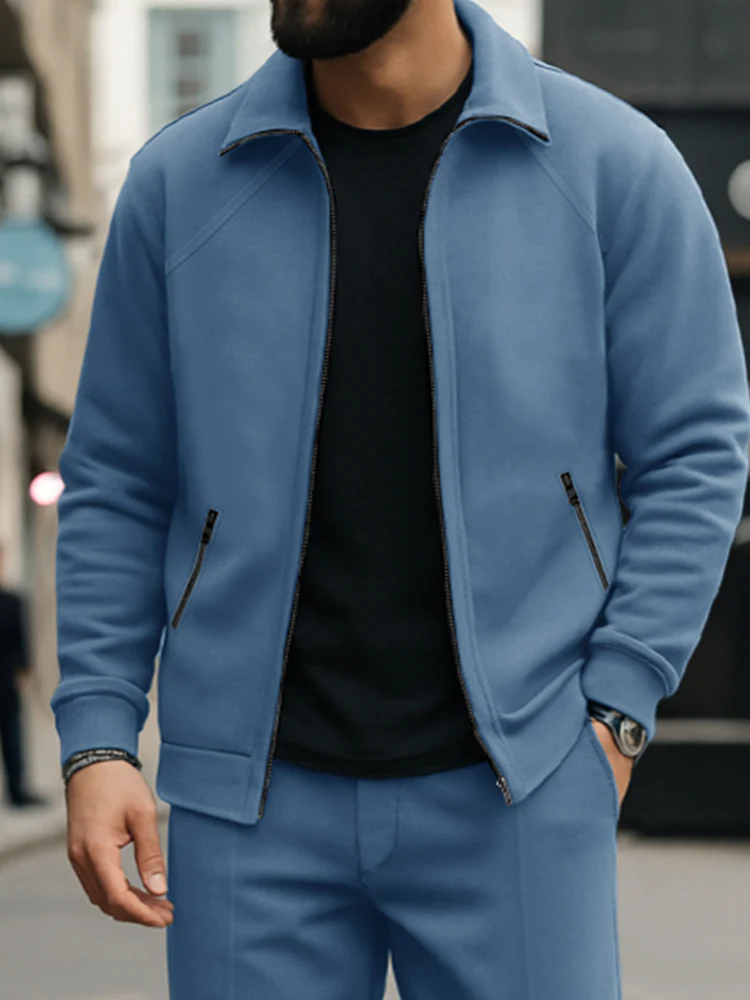 Casual Premium Suede Jacket Pants Set - Image 3