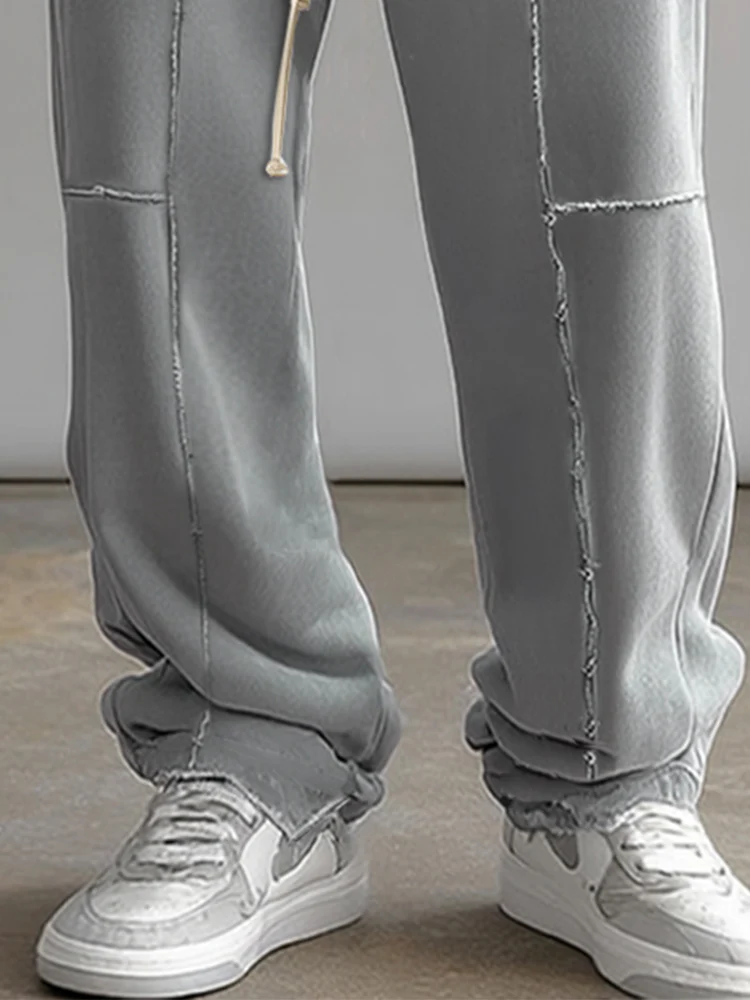 Casual Raw Edge Design Straight Pants - Image 3