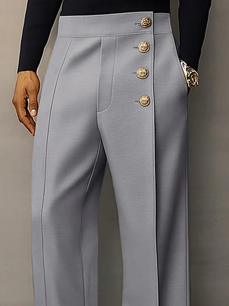 Casual Refined Button Detail Suit Pants - Image 3