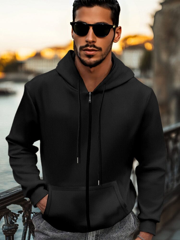 Casual Regular Fit Waffle Jacket - Image 3
