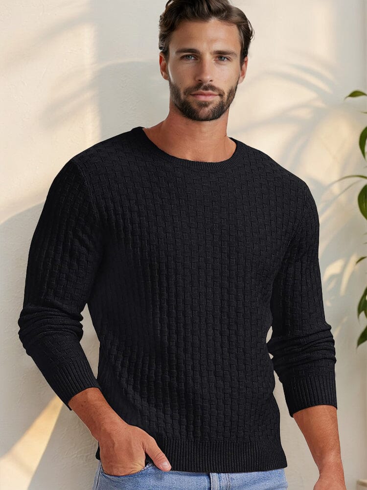 Casual Regular Fit Waffle Knit Sweater - Image 2