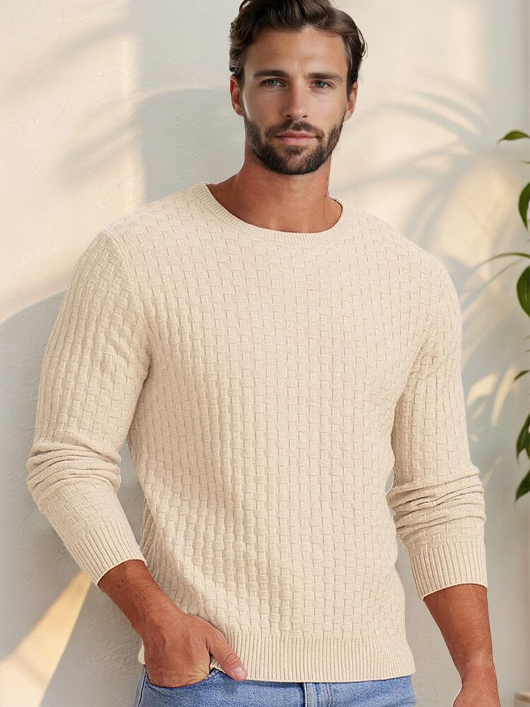 Casual Regular Fit Waffle Knit Sweater - Image 3