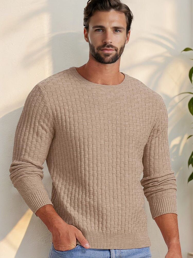 Casual Regular Fit Waffle Knit Sweater - Image 4
