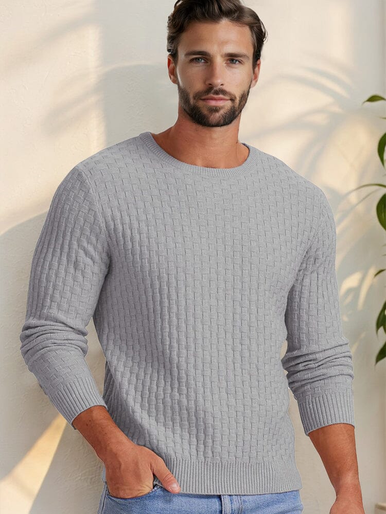 Casual Regular Fit Waffle Knit Sweater - Image 5