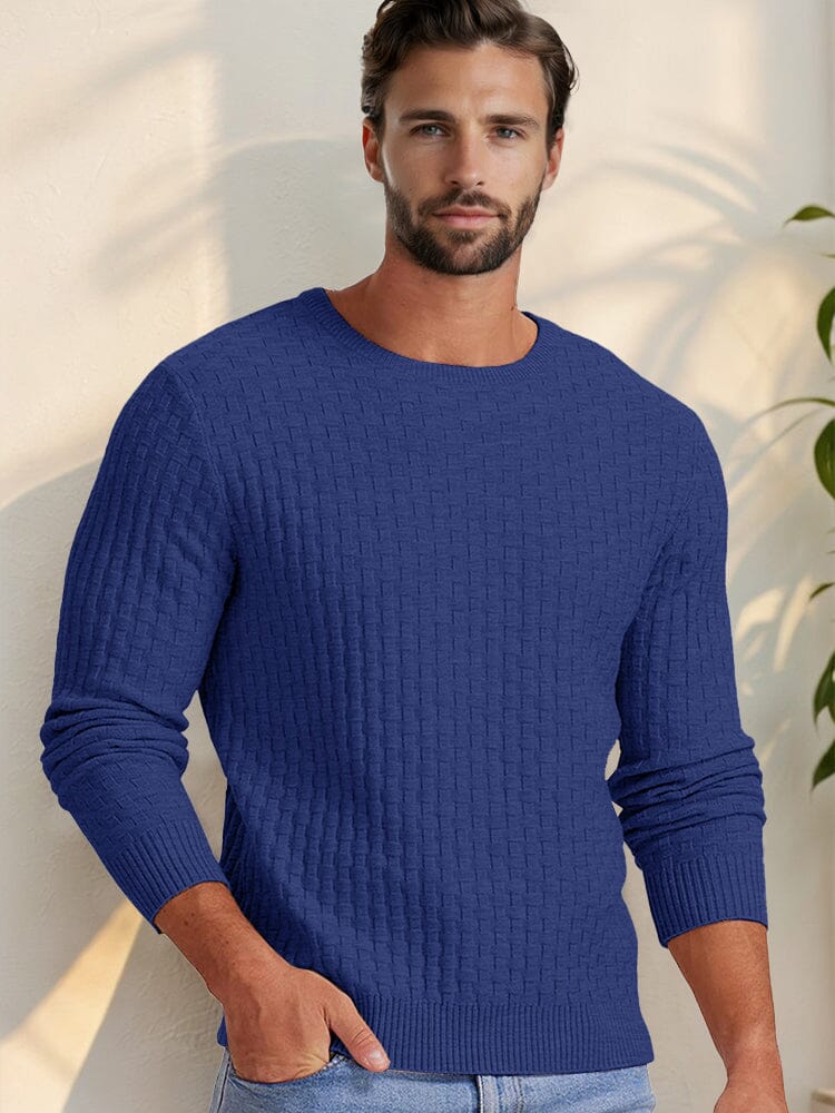 Casual Regular Fit Waffle Knit Sweater - Image 6