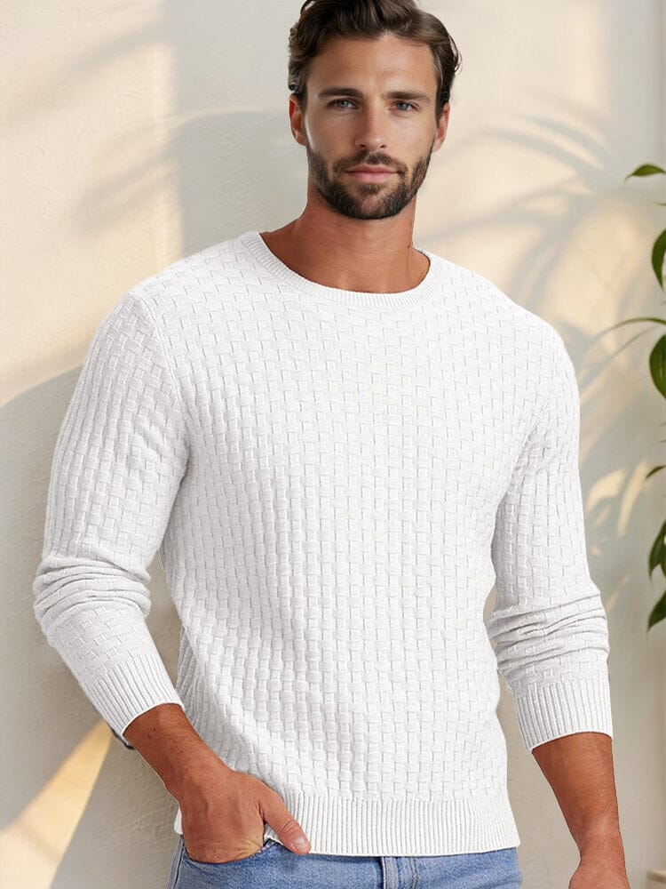 Casual Regular Fit Waffle Knit Sweater - Image 7