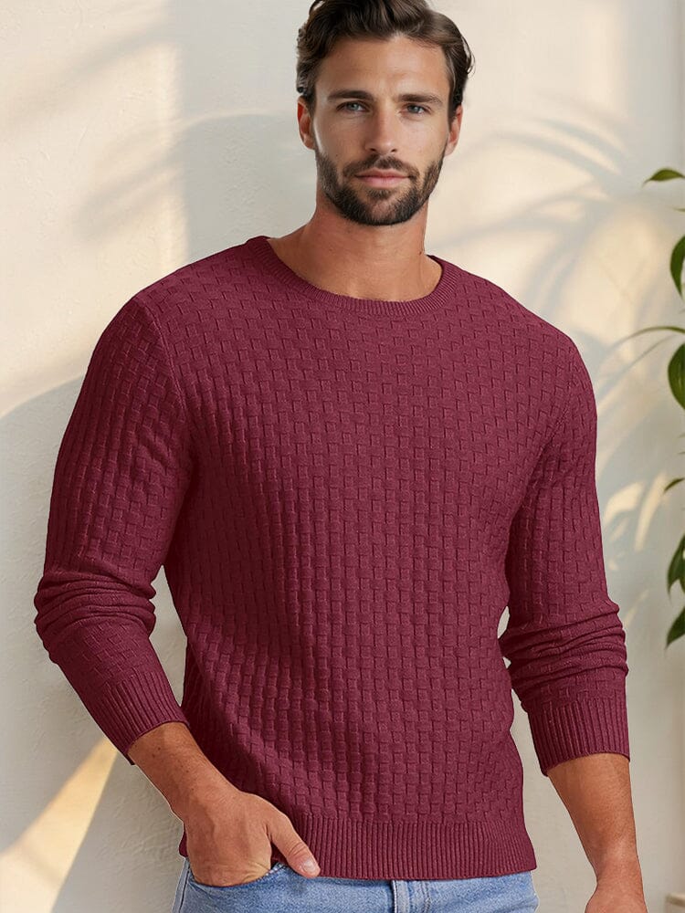 Casual Regular Fit Waffle Knit Sweater - Image 8