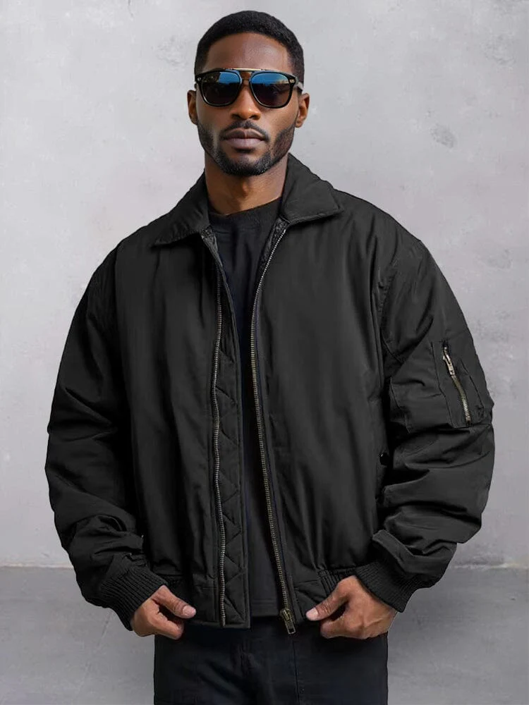 Casual Relaxed Fit Bomber Jacket - Image 2