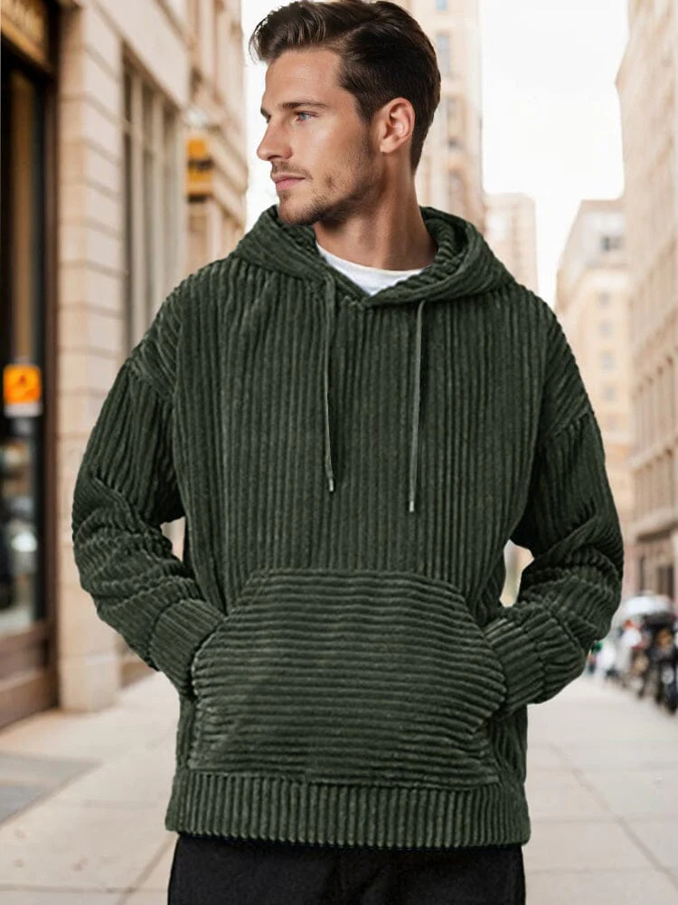 Casual Relaxed Fit Corduroy Hoodie - Image 2