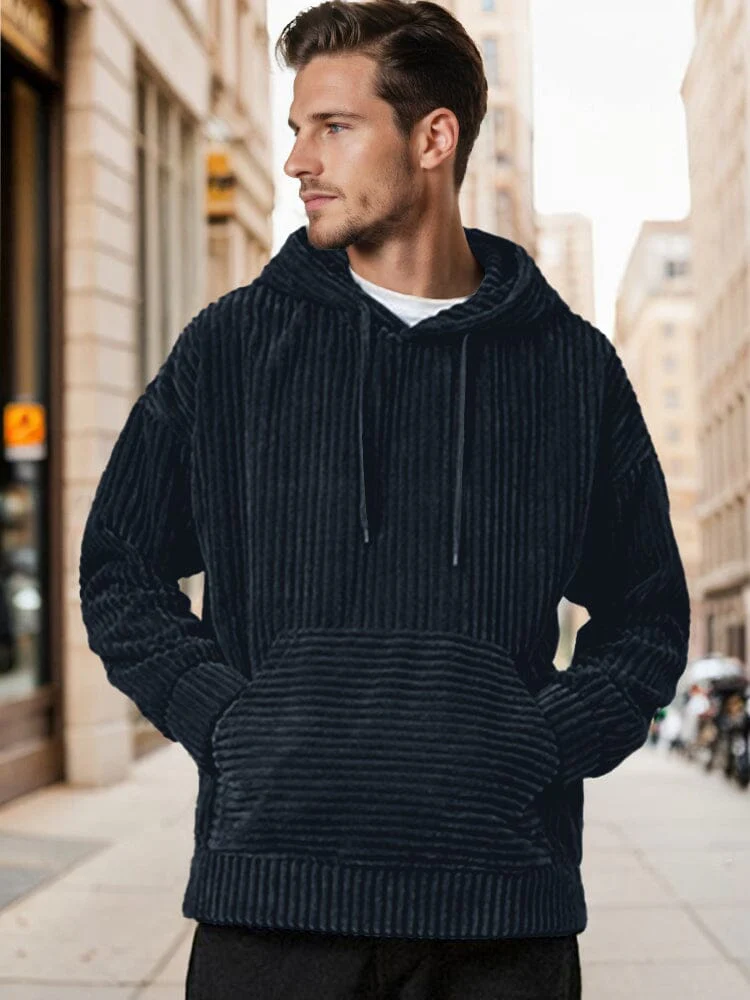Casual Relaxed Fit Corduroy Hoodie - Image 7