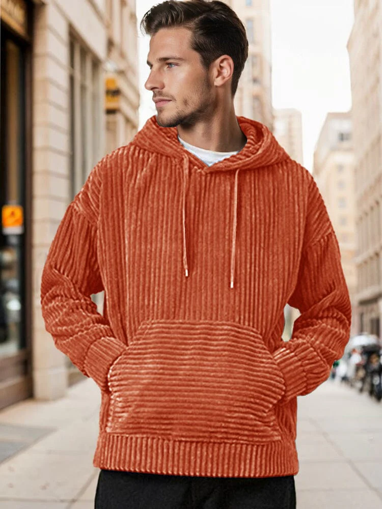 Casual Relaxed Fit Corduroy Hoodie - Image 8