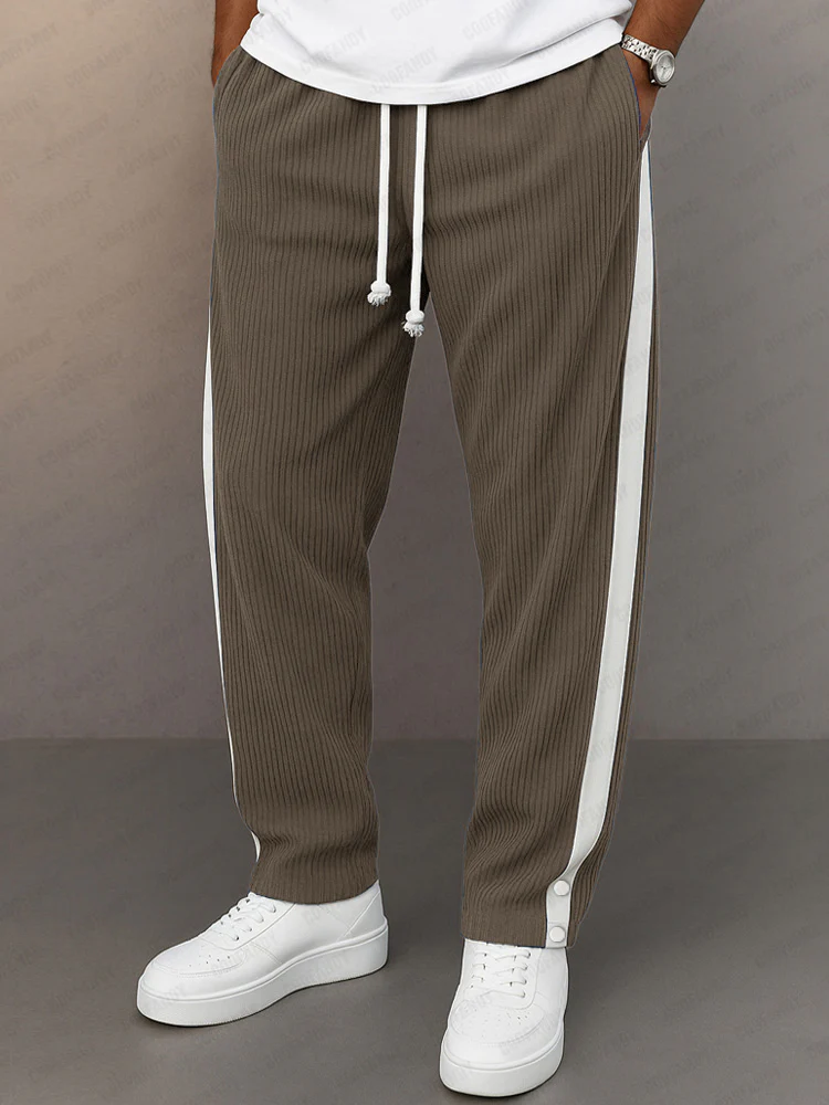 Casual Side Stripe Drawstring Tapered Pants - Image 2