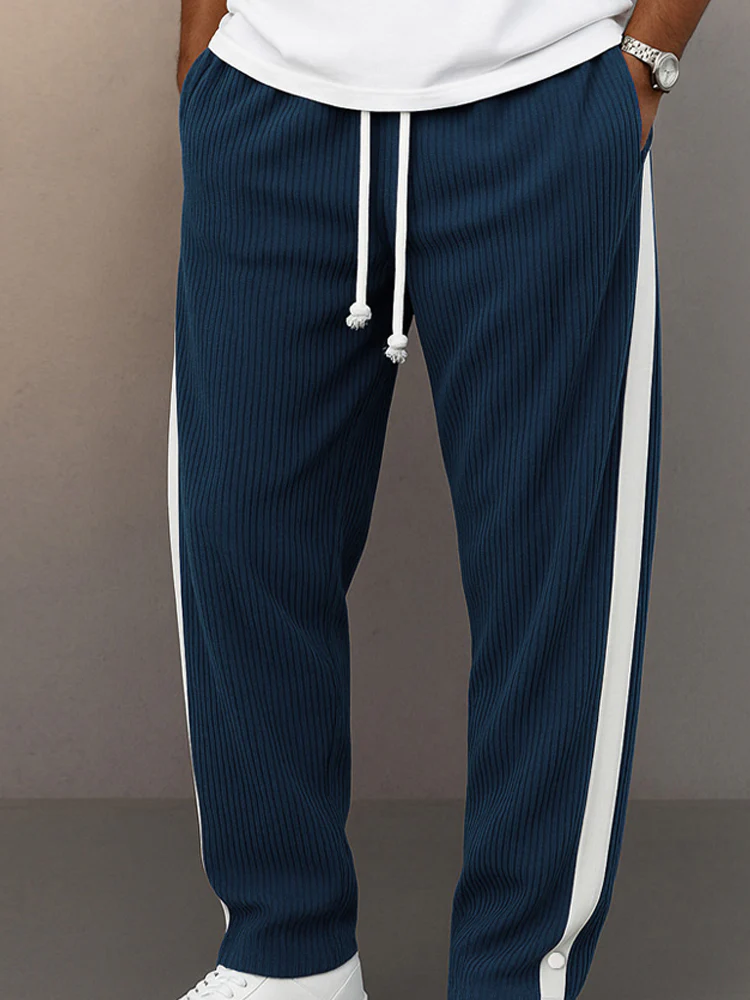 Casual Side Stripe Drawstring Tapered Pants - Image 3