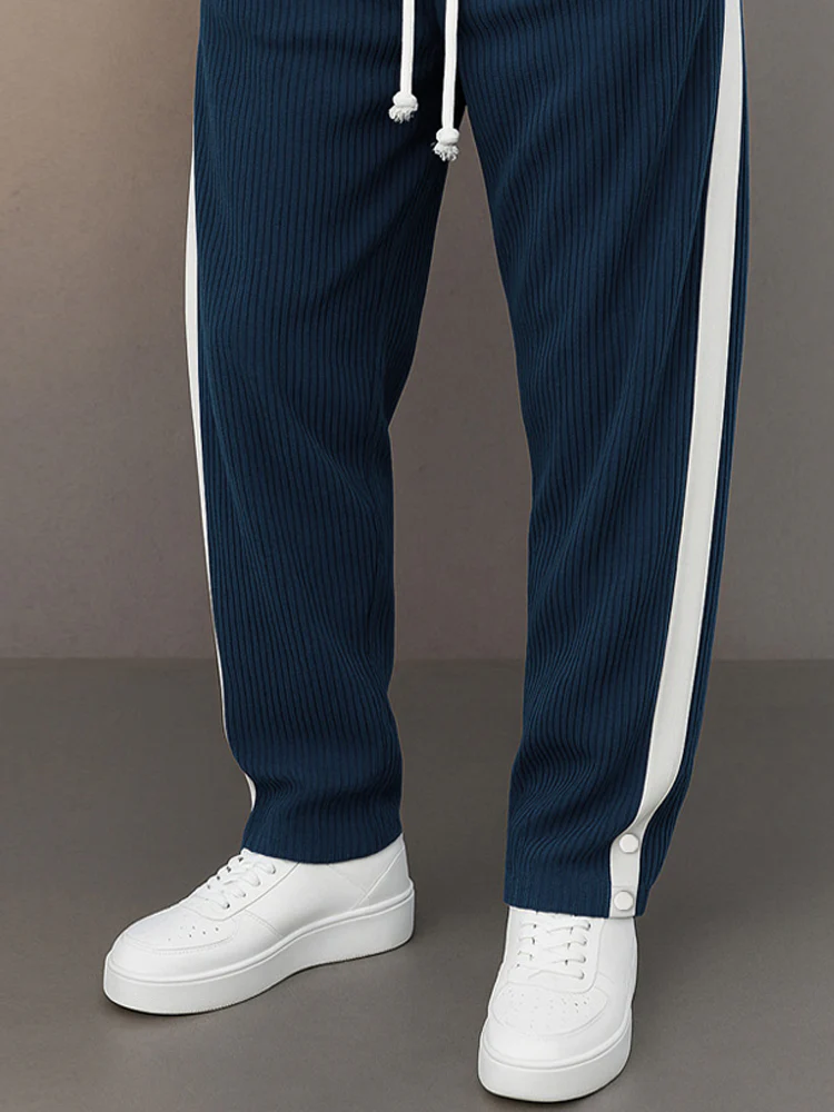 Casual Side Stripe Drawstring Tapered Pants - Image 4