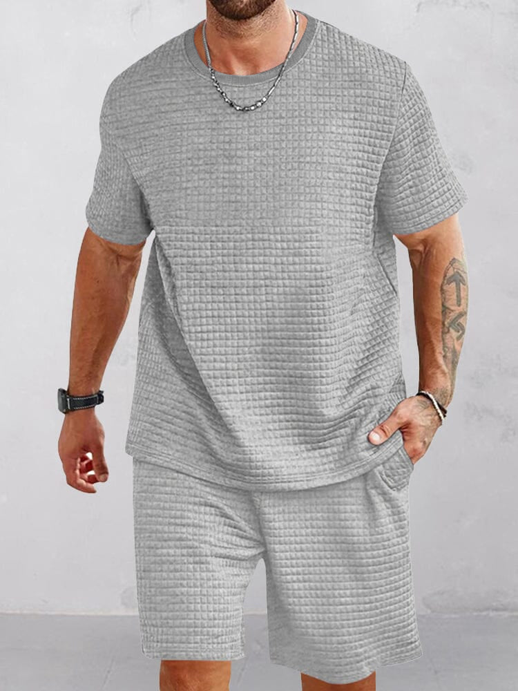 Casual Simple Waffle Tracksuit Set - Image 2