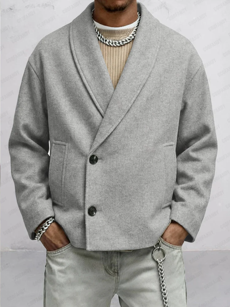 Casual Slant Placket Tweed Jacket - Image 2