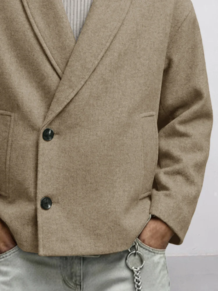 Casual Slant Placket Tweed Jacket - Image 4