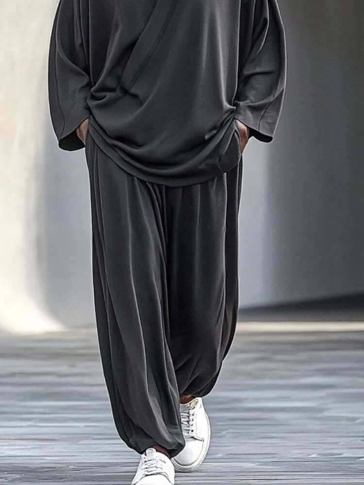 Casual Slant Pullover Top Pants Set - Image 3