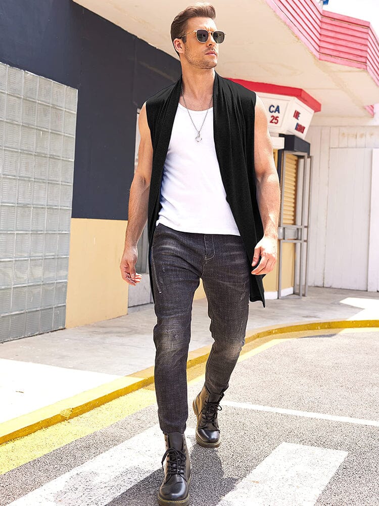 Casual Sleeveless Ruffle Shawl Collar Drape Cape (US Only) - Image 10