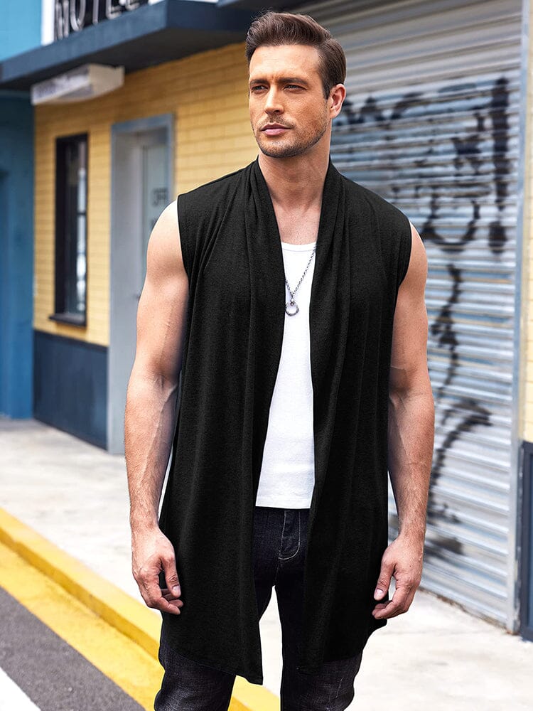 Casual Sleeveless Ruffle Shawl Collar Drape Cape (US Only) - Image 9
