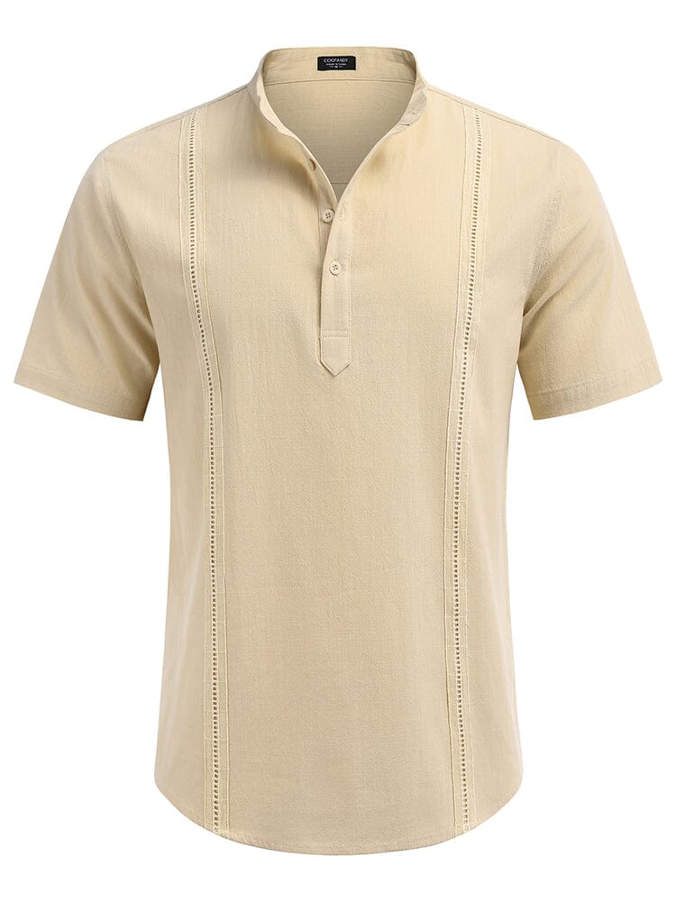 Casual Solid Cotton Henley Shirt (US Only) - Image 12