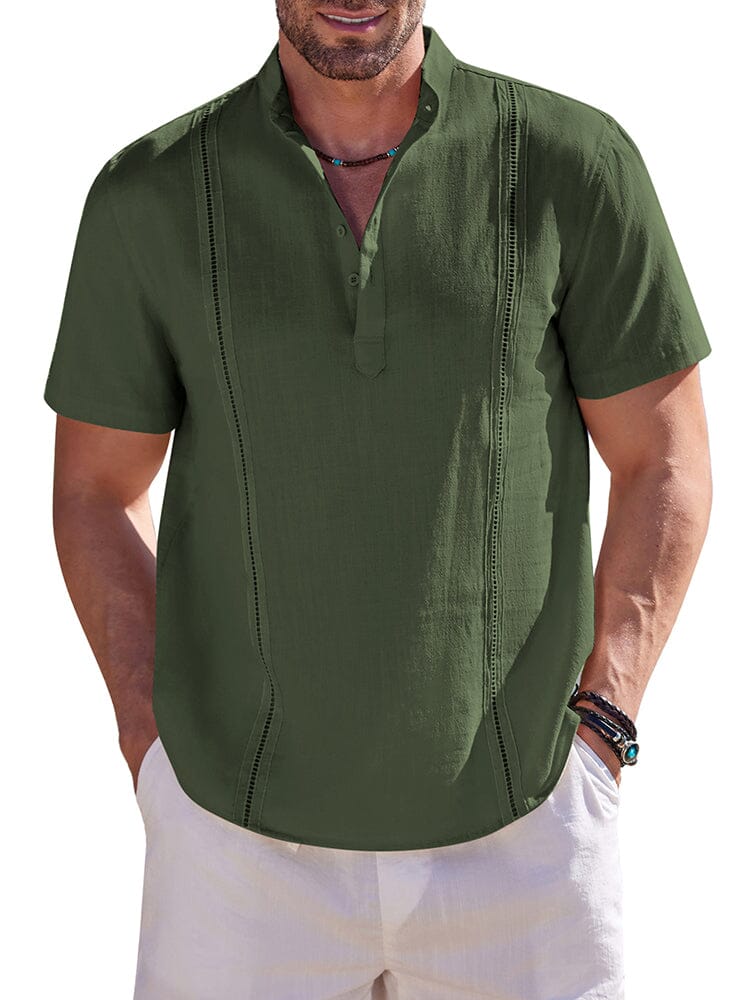 Casual Solid Cotton Henley Shirt (US Only) - Image 2