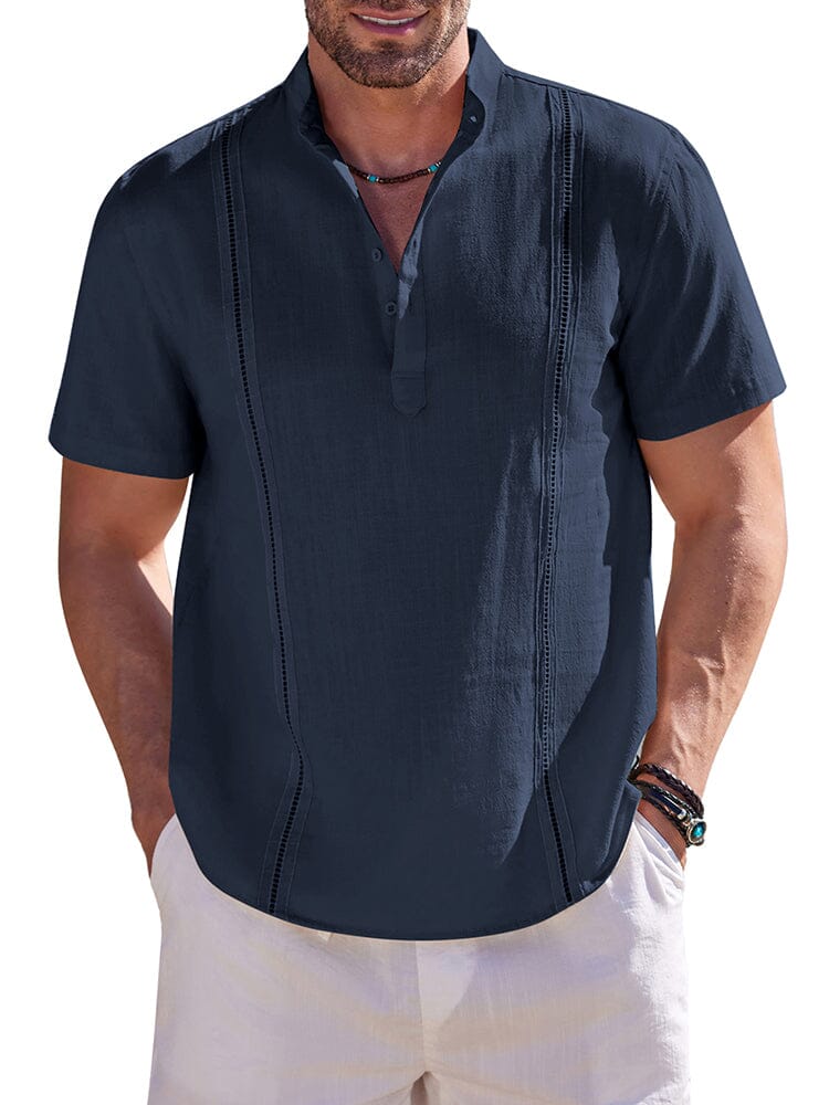 Casual Solid Cotton Henley Shirt (US Only) - Image 4