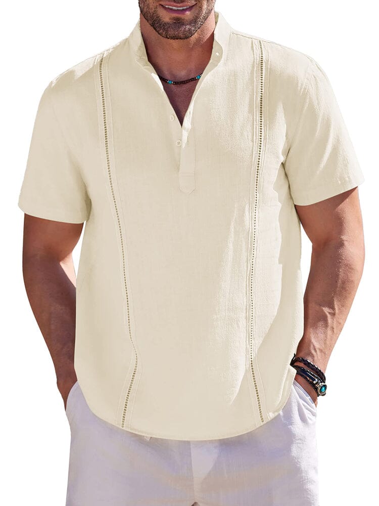 Casual Solid Cotton Henley Shirt (US Only) - Image 6