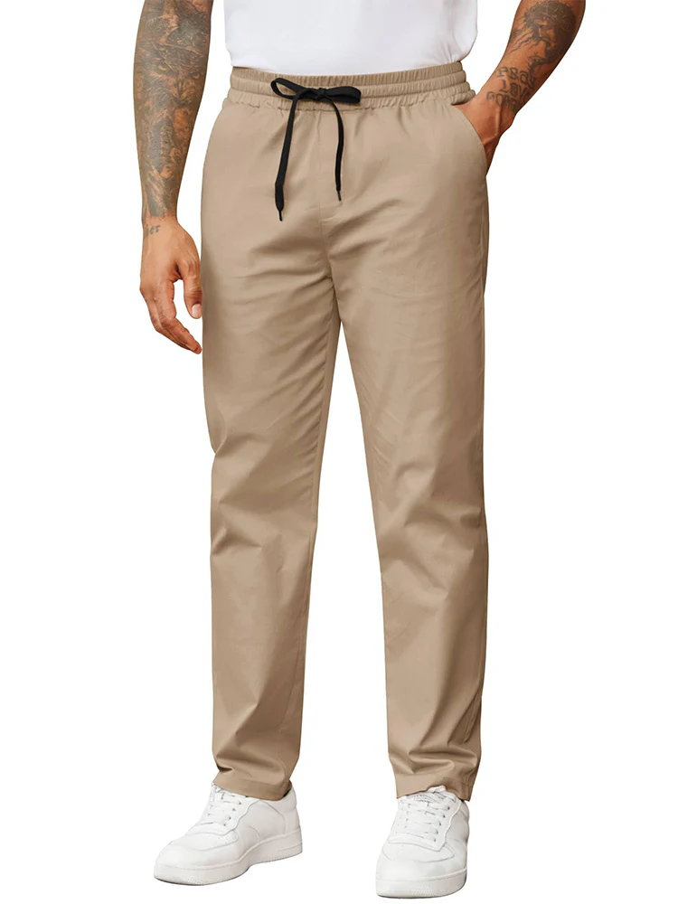 Casual Straight Leg Drawstring Chino Pants (US Only) - Image 8