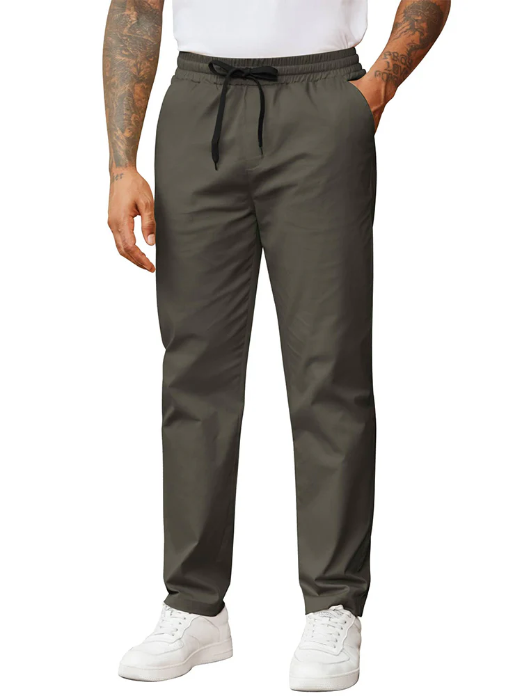Casual Straight Leg Drawstring Chino Pants (US Only) - Image 9