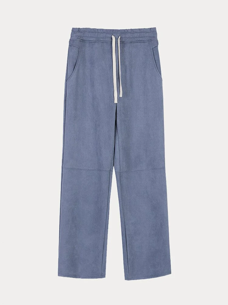 Casual Straight Leg Suede Pants - Image 5