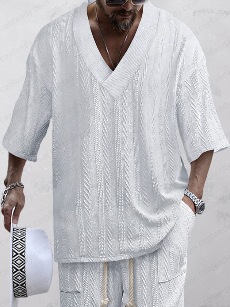 Casual Stretch Jacquard Knit 2-Piece Set - Image 3
