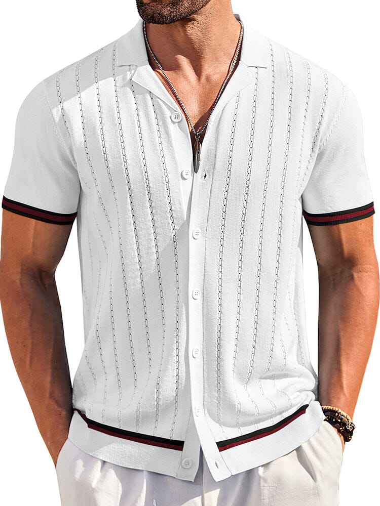 Casual Striped Button Down Knit Shirt (US Only) - Image 10
