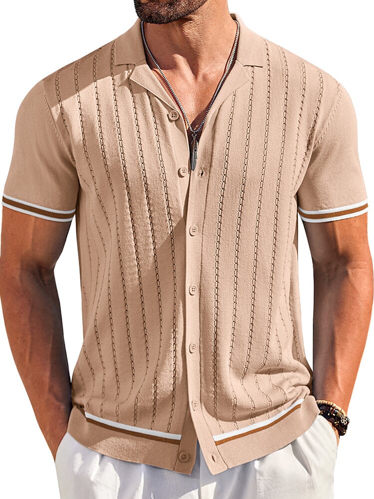 Casual Striped Button Down Knit Shirt (US Only) - Image 11