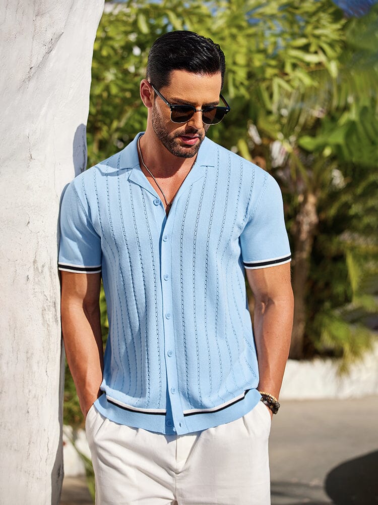 Casual Striped Button Down Knit Shirt (US Only) - Image 12