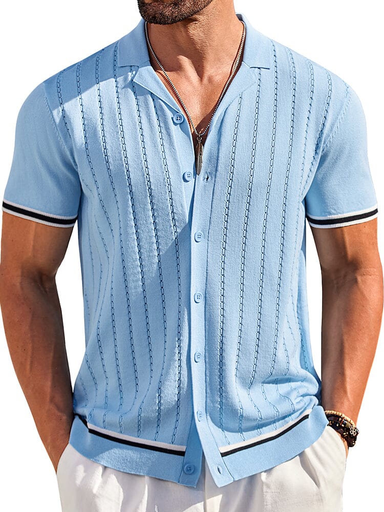 Casual Striped Button Down Knit Shirt (US Only) - Image 2