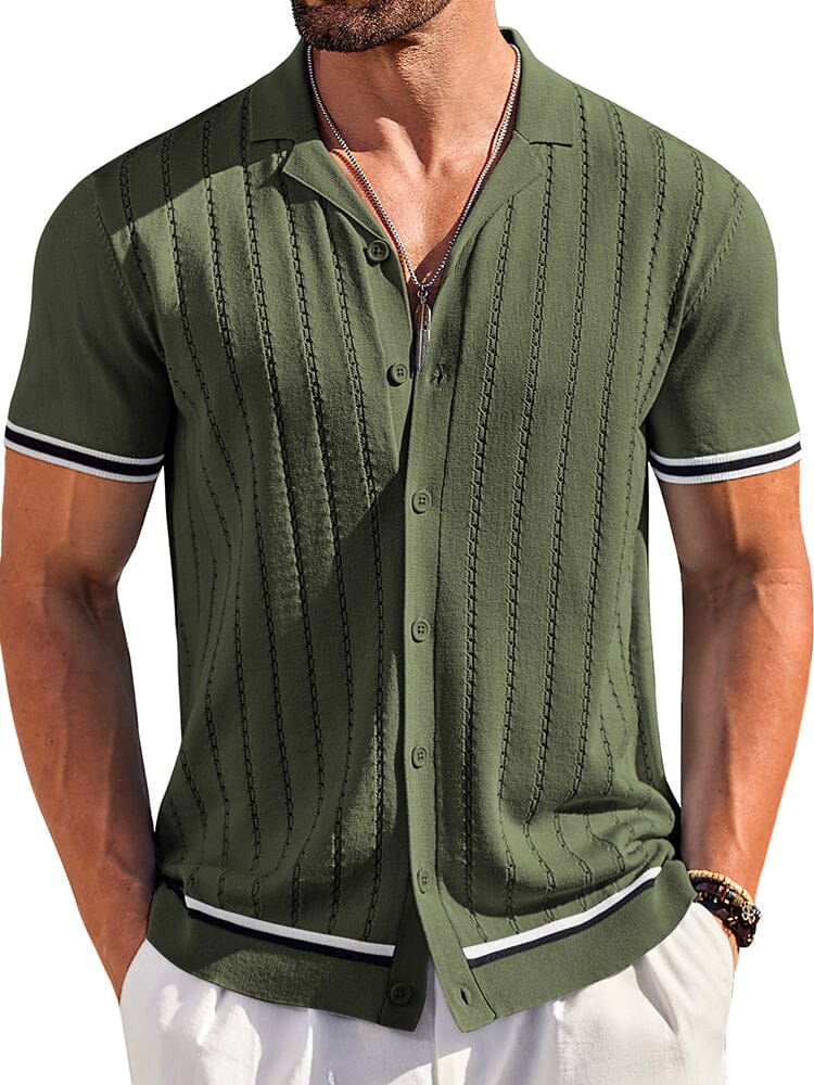 Casual Striped Button Down Knit Shirt (US Only) - Image 3