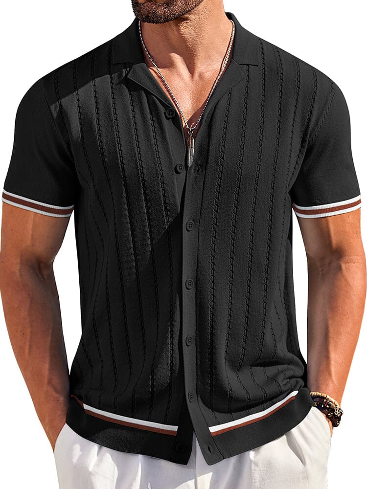 Casual Striped Button Down Knit Shirt (US Only) - Image 4