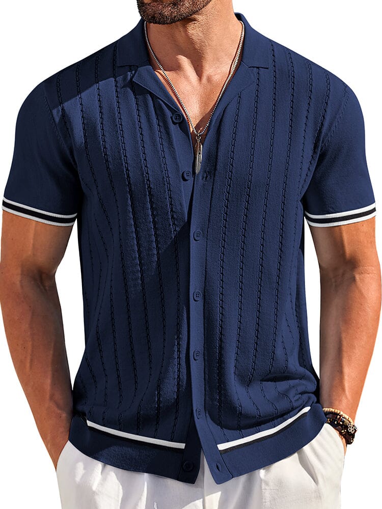 Casual Striped Button Down Knit Shirt (US Only) - Image 5