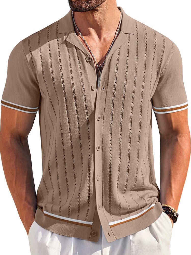 Casual Striped Button Down Knit Shirt (US Only) - Image 6
