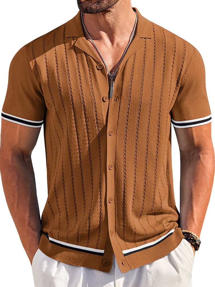 Casual Striped Button Down Knit Shirt (US Only) - Image 7
