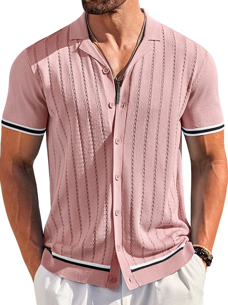 Casual Striped Button Down Knit Shirt (US Only) - Image 8