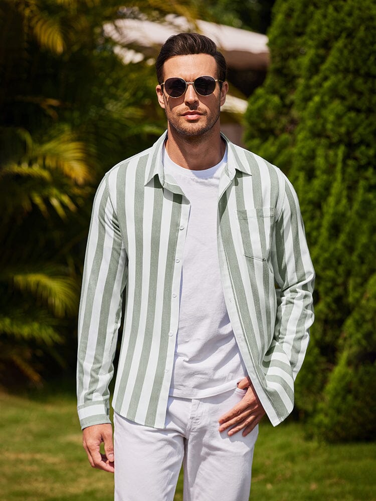 Casual Striped Button Up Shirts (US Only) - Image 8