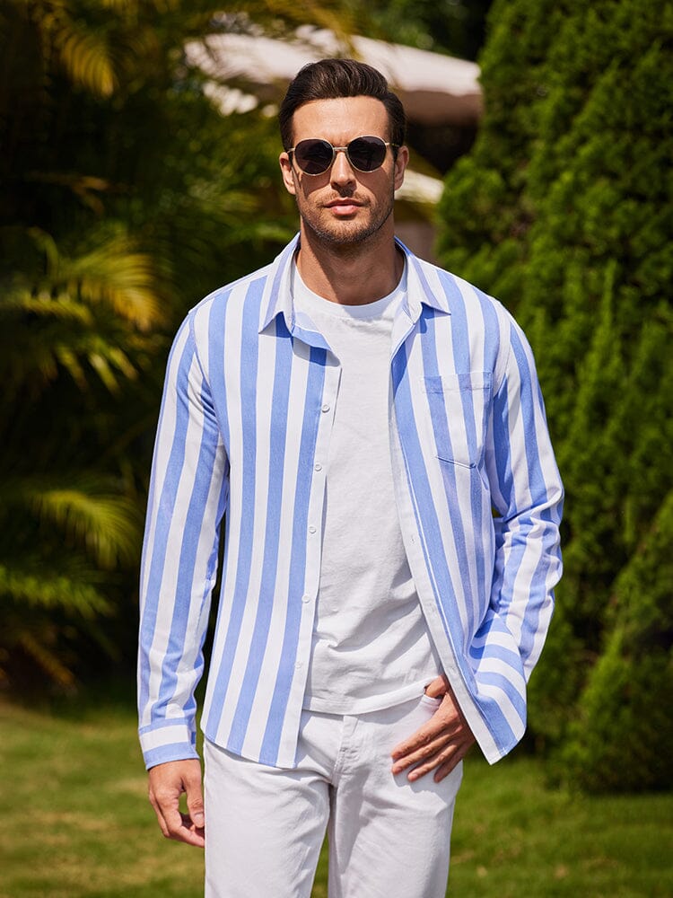 Casual Striped Button Up Shirts (US Only) - Image 9