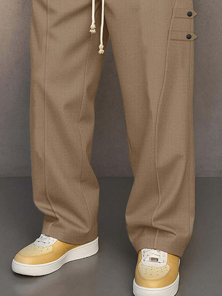Casual Structured Design Relaxed Fit Pants - Image 4