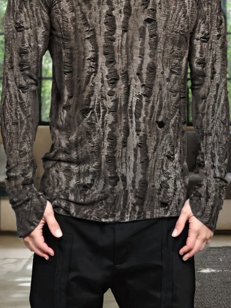 Casual Textural Crew Neck T-shirt - Image 4