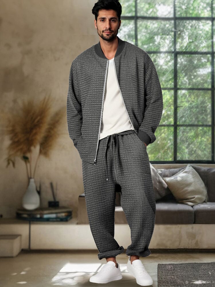 Casual Textured Jacket Set - Image 2