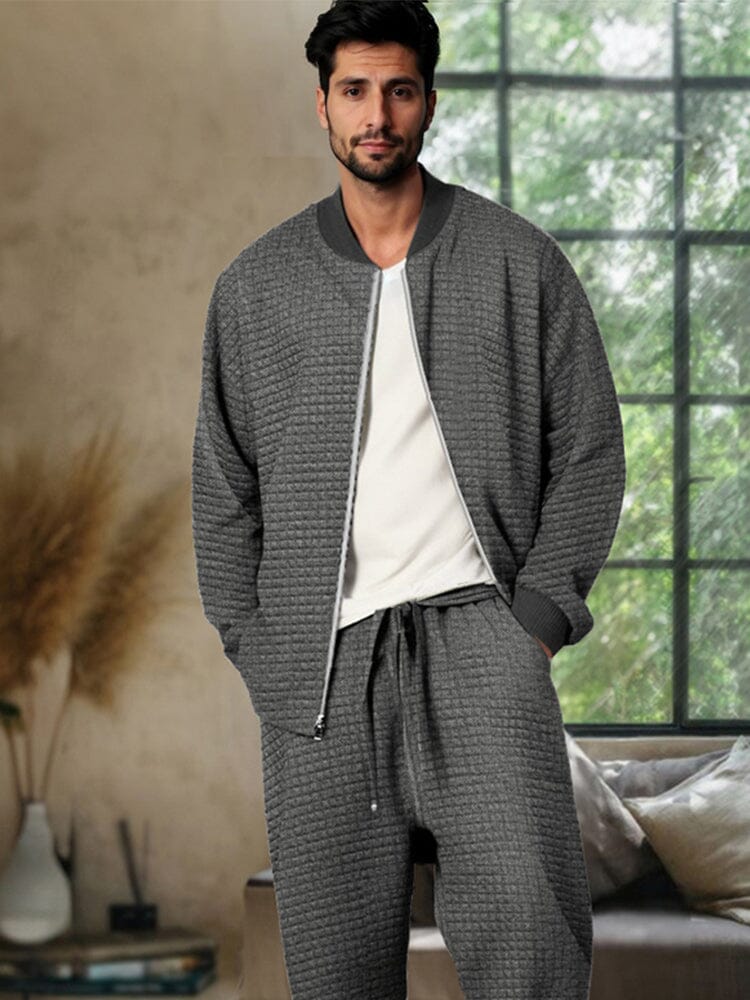 Casual Textured Jacket Set - Image 3
