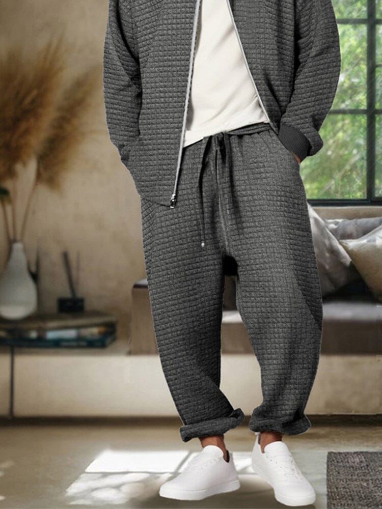 Casual Textured Jacket Set - Image 4